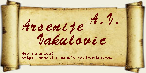 Arsenije Vakulović vizit kartica